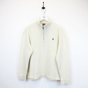 RALPH LAUREN 1/4 Zip Sweatshirt Beige | Medium