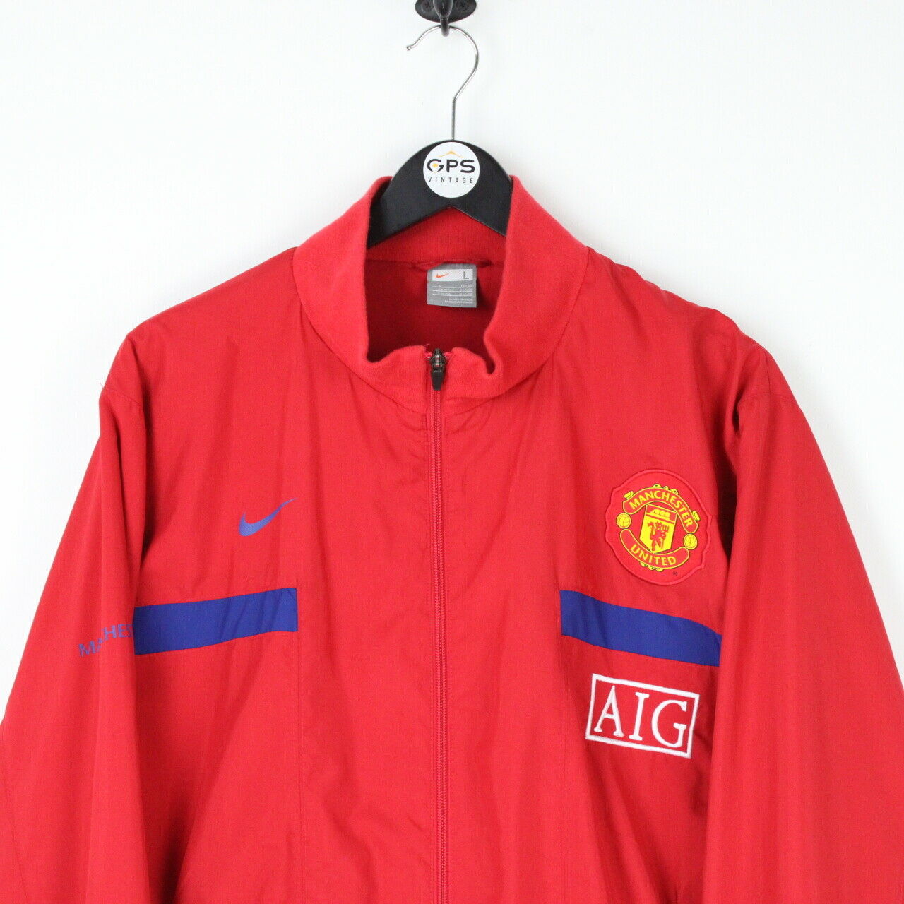 Mens NIKE 00s MANCHESTER UNITED Track Top Red | Large – GPS Vintage