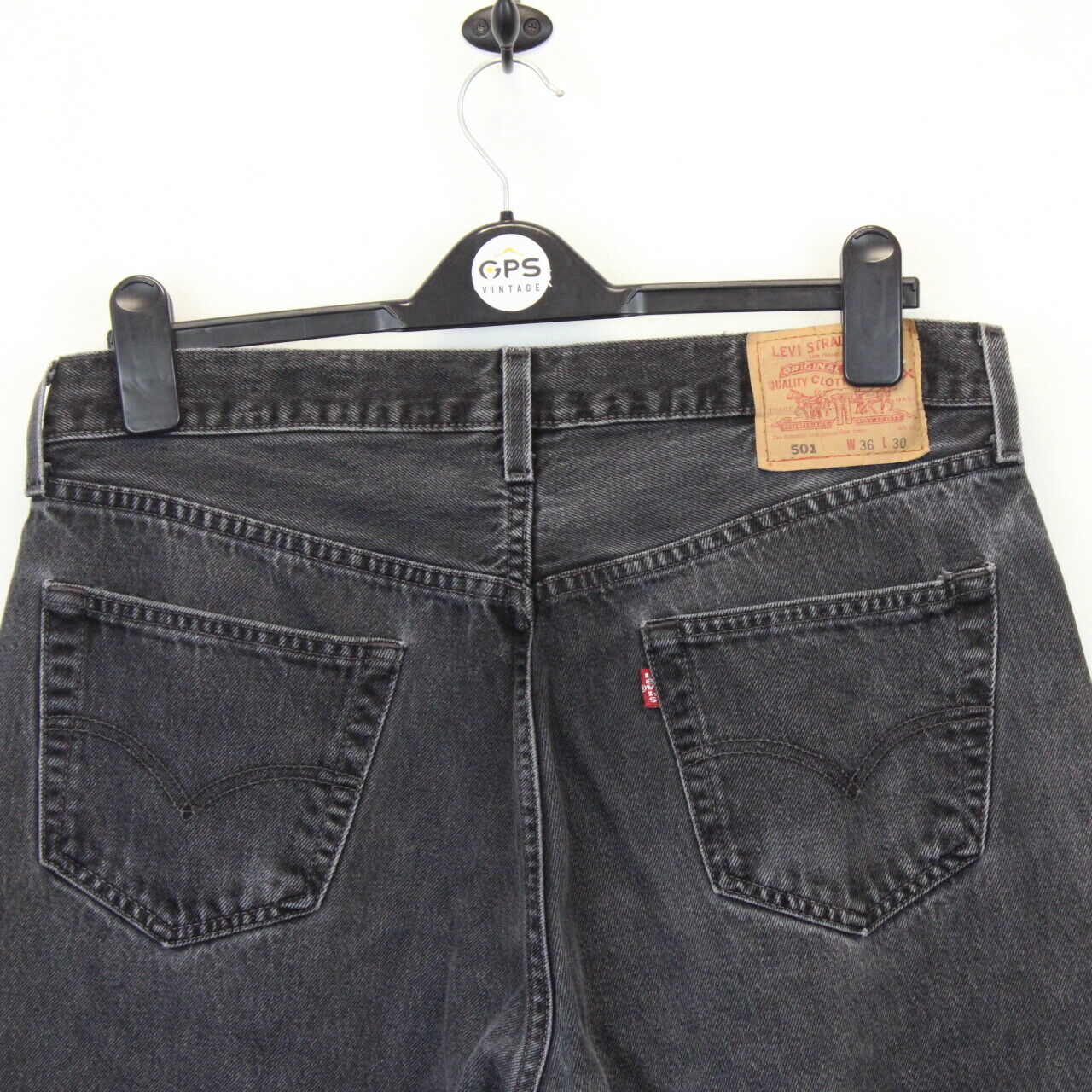 LEVIS 501 Jeans Black Charcoal W34 L30 GPS Vintage