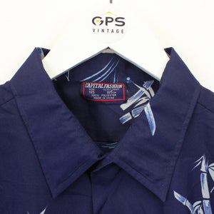 Hawaiian Shirt Navy Blue | Medium