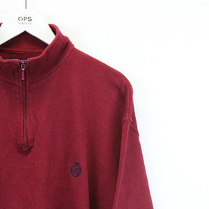 CHAPS 1/4 Zip Knit Sweatshirt Red | XL