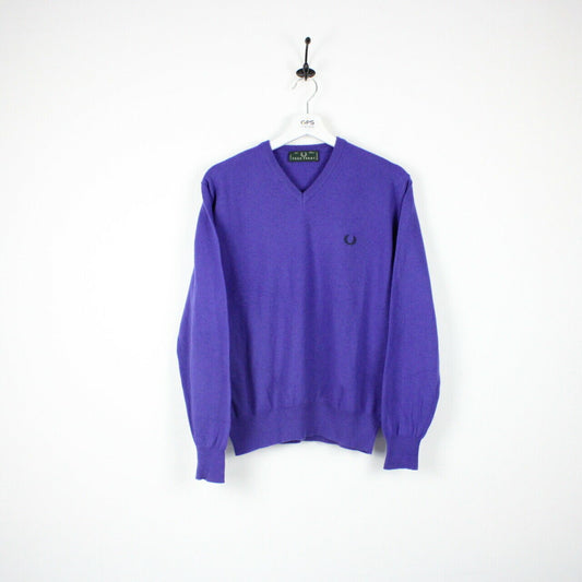 Vintage FRED PERRY Knit Sweatshirt Purple | Small