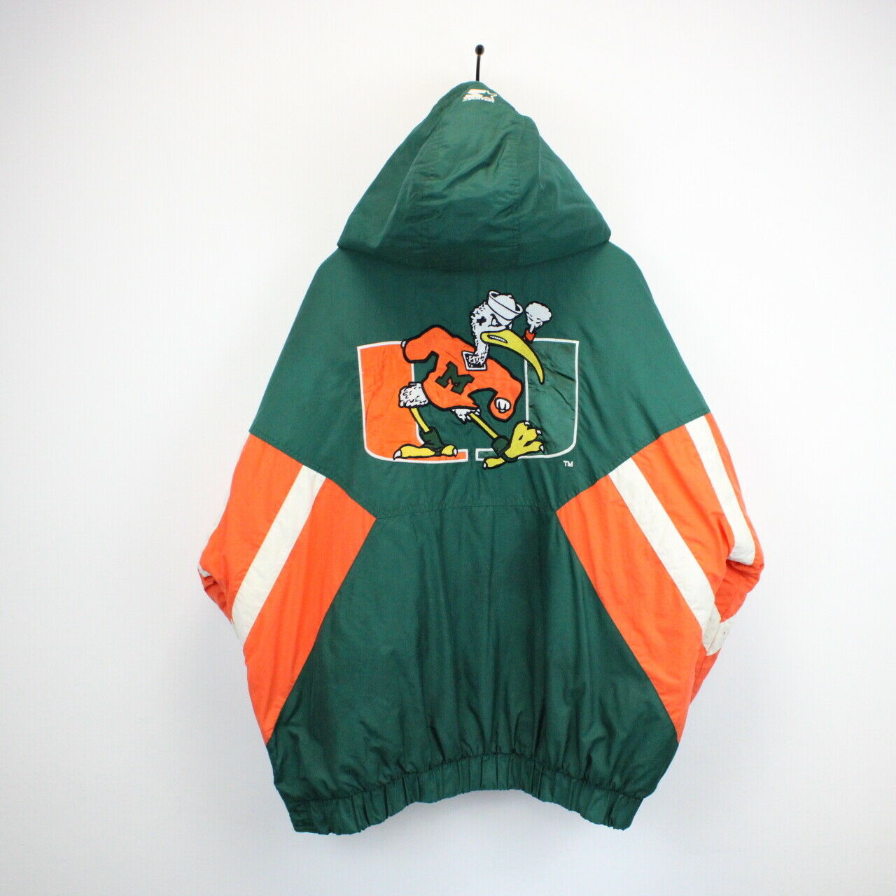 MIAMI HURRICANES Vtg 90s Starter Hooded Jacket Sz M