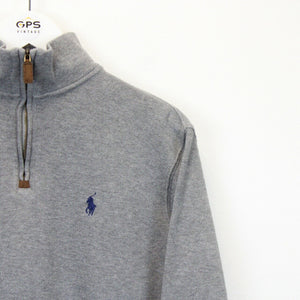 RALPH LAUREN 1/4 Zip Knit Sweatshirt Grey | XS