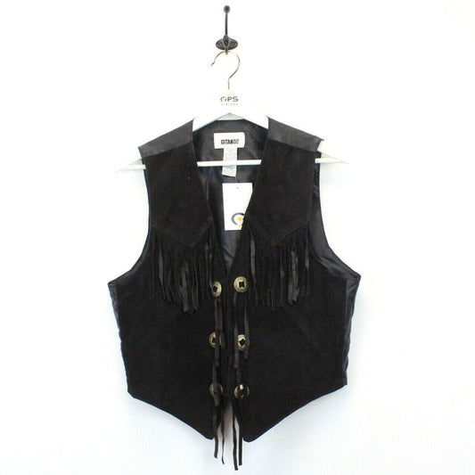 Womens Suede Western Vest Black | Medium