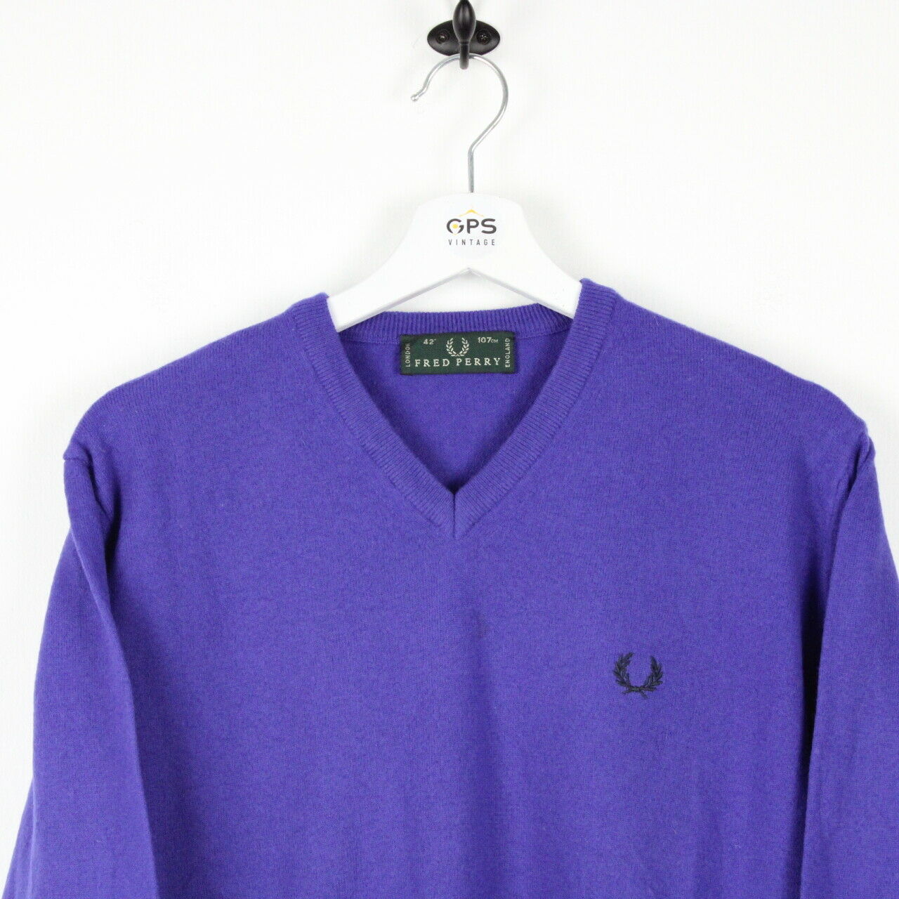 Vintage FRED PERRY Knit Sweatshirt Purple | Small