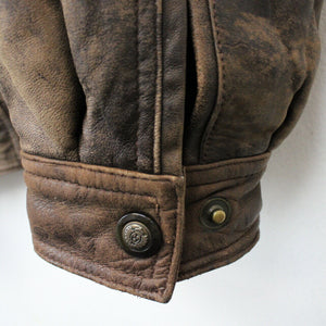 90s Leather Aviator Jacket Brown | XL