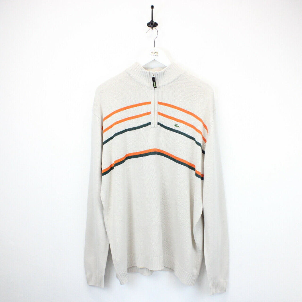 LACOSTE 1/4 Zip Knit Sweatshirt Beige | XXL