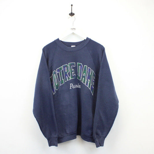 NOTRE DAME 90s Sweatshirt Navy Blue | Large