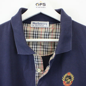 BURBERRYS 90s Polo Shirt Navy Blue | Medium