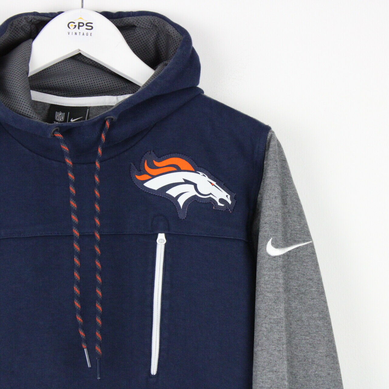 NIKE Denver BRONCOS Hoodie Navy Blue | XS