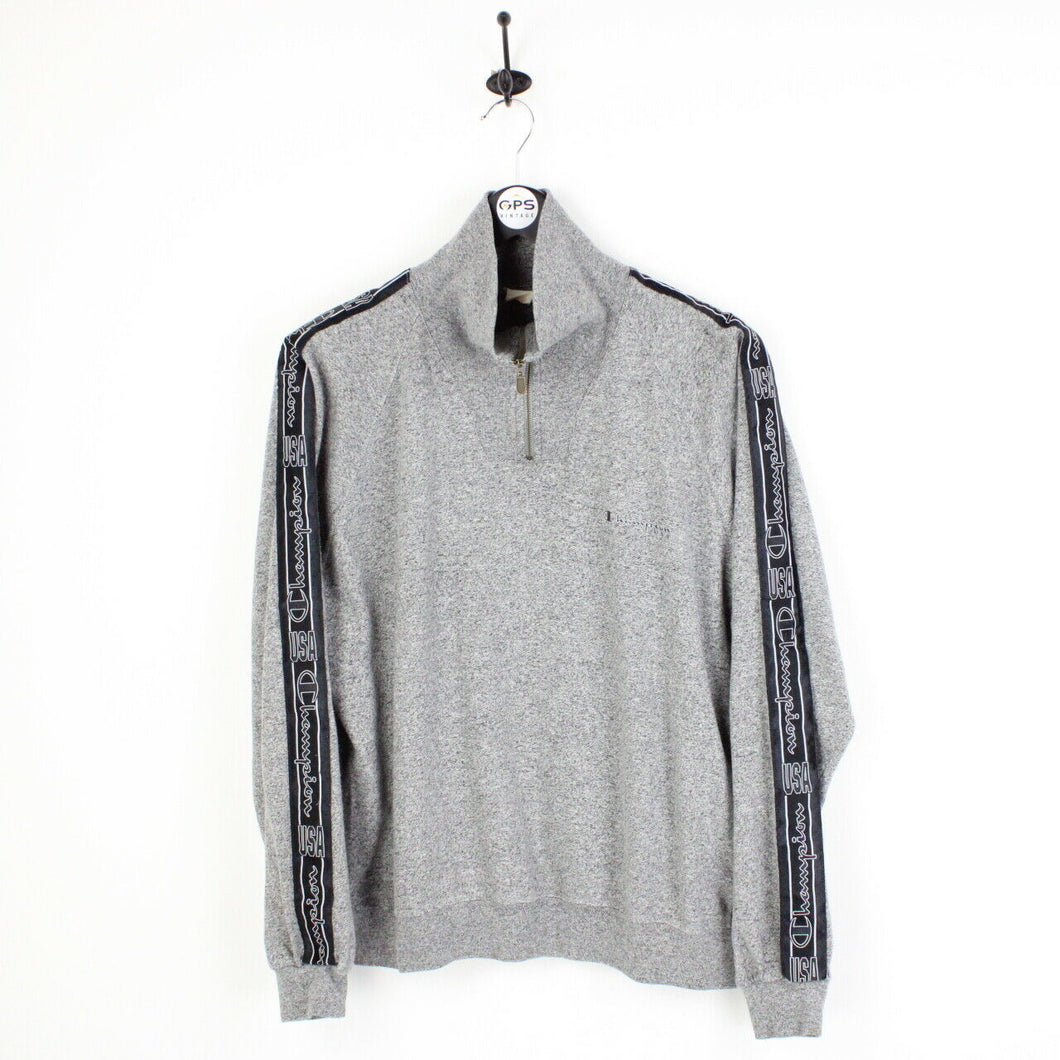 CHAMPION USA 90s 1/4 Zip Sweatshirt Grey | Small