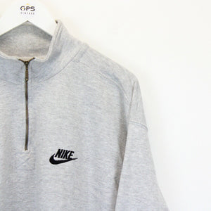 NIKE 90s 1/4 Zip Sweatshirt Grey | Large