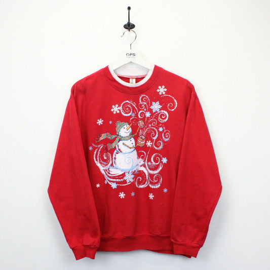 Womens 90s Christmas Sweatshirt Red | Medium