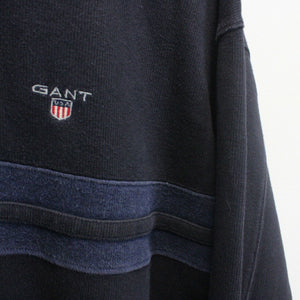 GANT 00s 1/4 Zip Knit Sweatshirt Navy Blue | XL