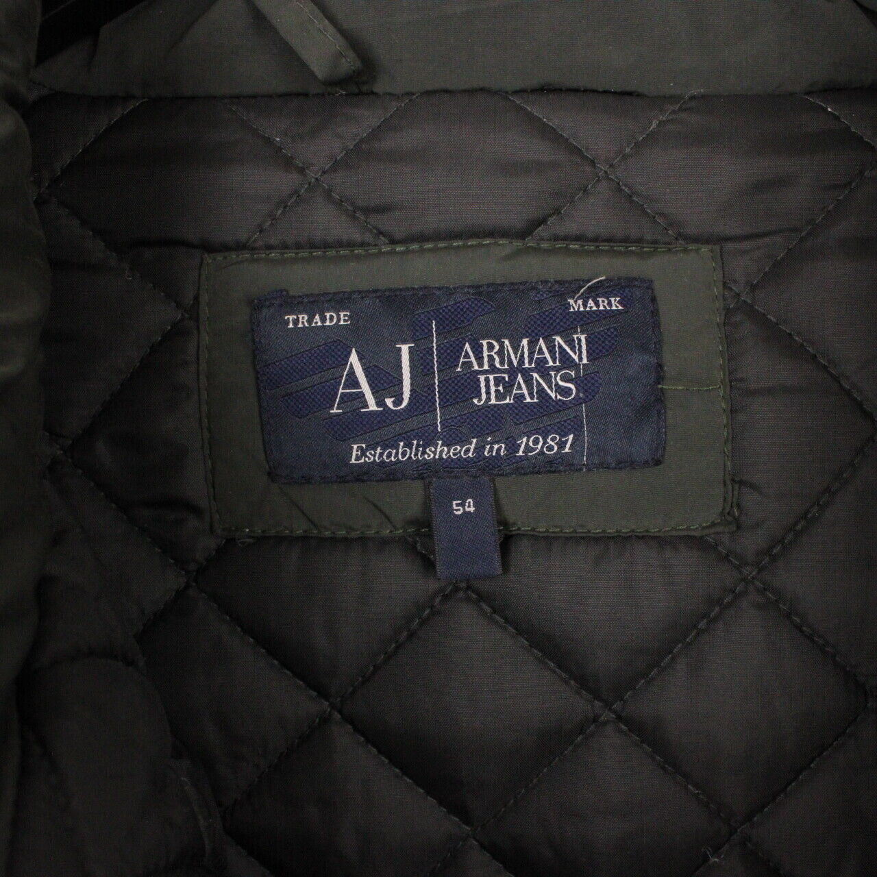 Mens ARMANI JEANS Quilted Jacket Khaki Green | Large