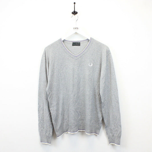 FRED PERRY 90s Knit Sweatshirt Grey | Medium