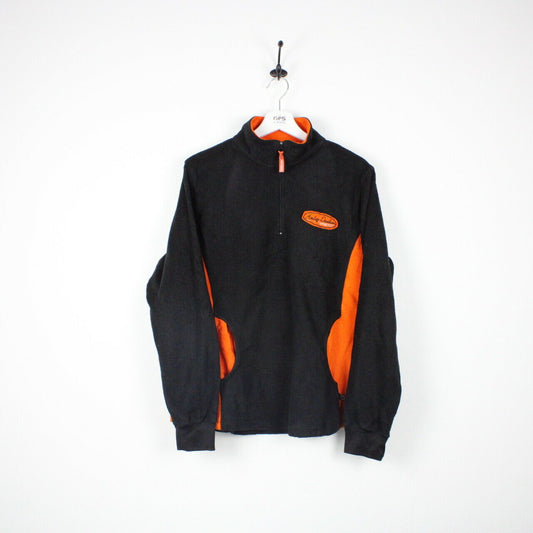 Womens Vintage HARLEY DAVIDSON 1/4 Zip Fleece Black | XL