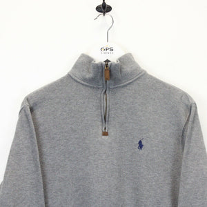 RALPH LAUREN 1/4 Zip Knit Sweatshirt Grey | XS