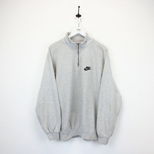 NIKE 90s 1/4 Zip Sweatshirt Grey | Large