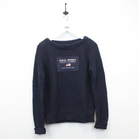 Womens RALPH LAUREN 90s Knit Sweatshirt Navy Blue | Medium