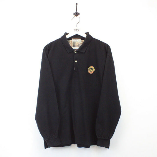 BURBERRYS 90s Polo Shirt Black | XL