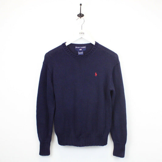 Womens RALPH LAUREN Knit Sweatshirt Navy Blue | Small