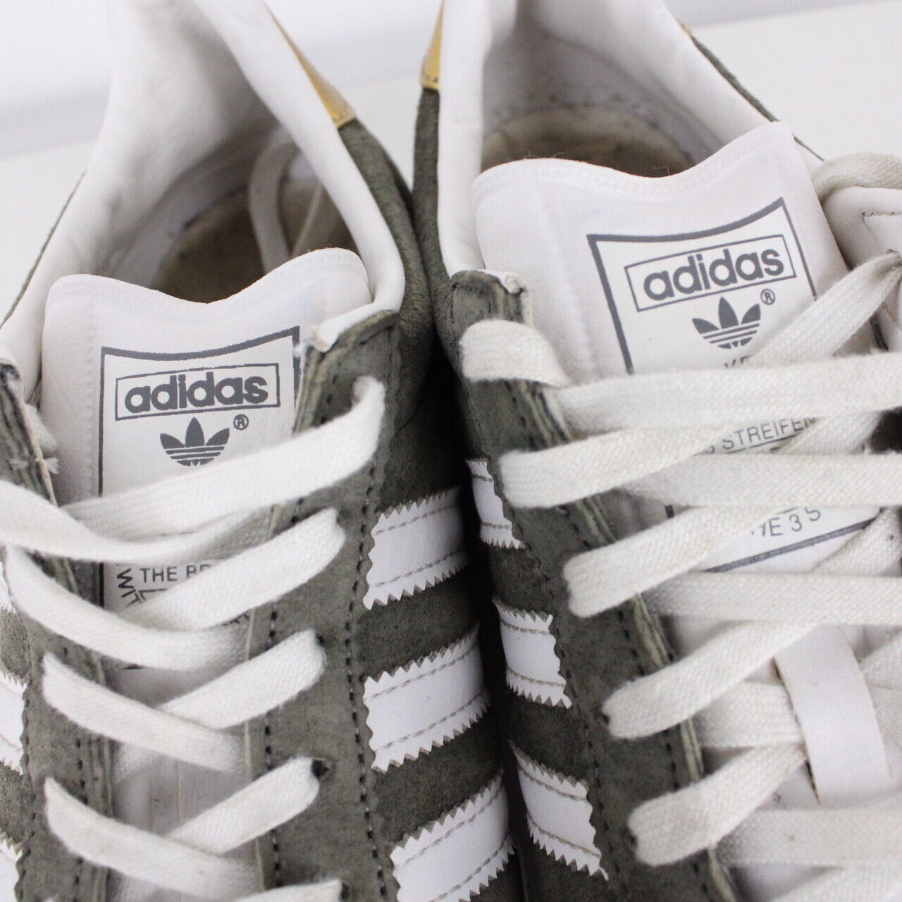 Adidas originals grey and shop white gazelle trainers womens