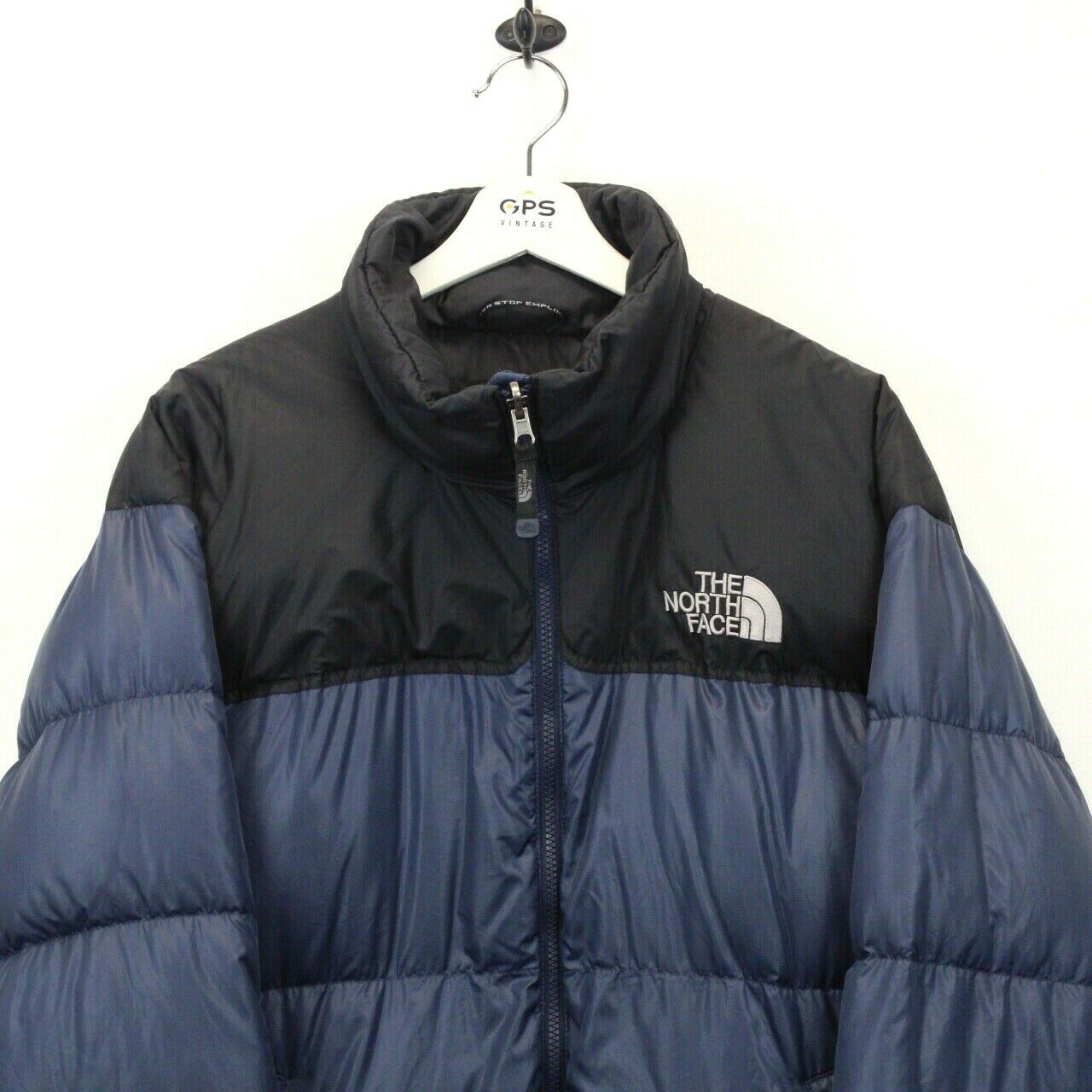 Dark blue north face best sale puffer jacket