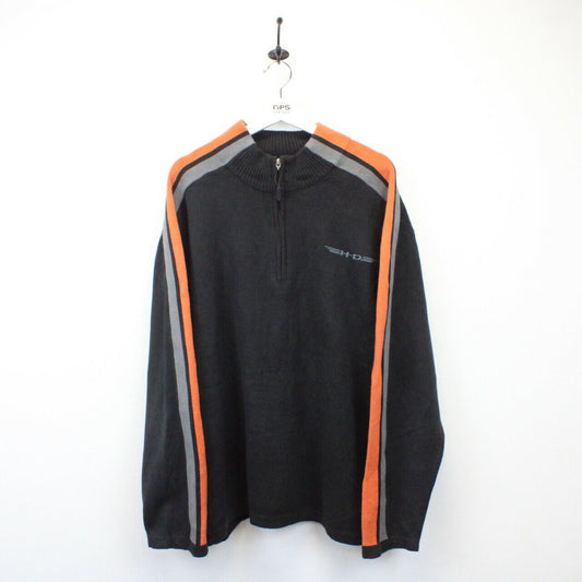 HARLEY DAVIDSON 00s 1/4 Zip Knit Sweatshirt Black | XL